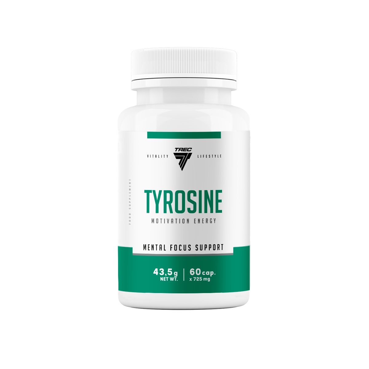 Фото - Амінокислоти Trec Nutrition Trec Vitality Lifestyle Tyrosine 60Kaps. 
